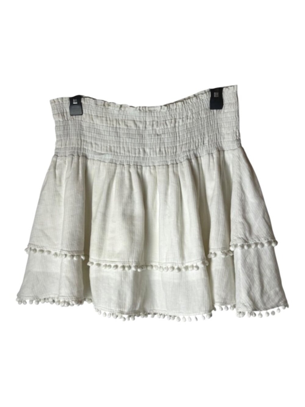 Apiece Apart‎ Skirt Women Medium White Cotton Analisa A Line Mini Pom Pom Tiered